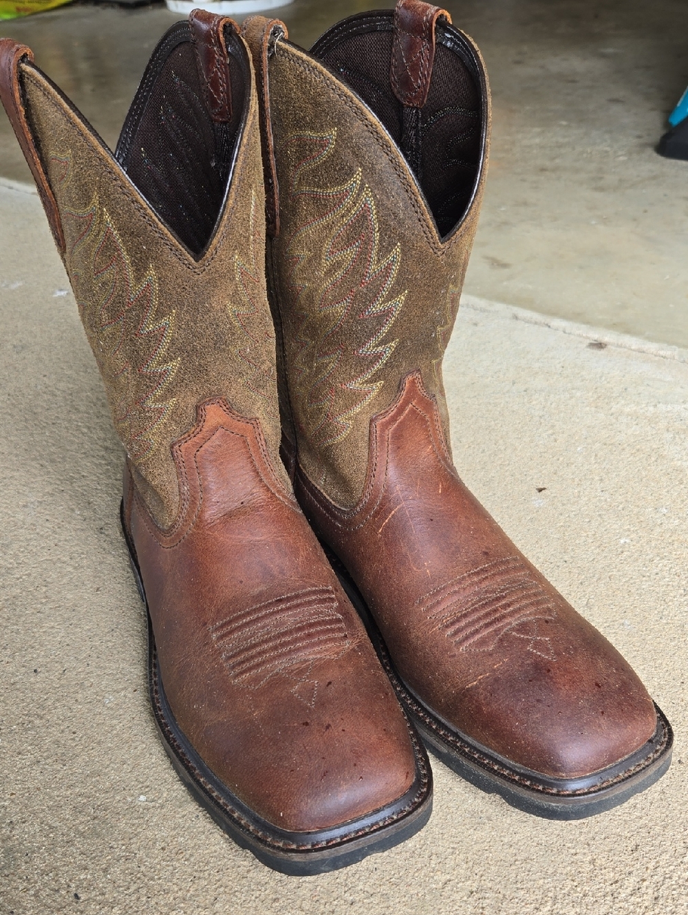 Ariat Brown Men's Western Work Boots with Embroidered Shaft
